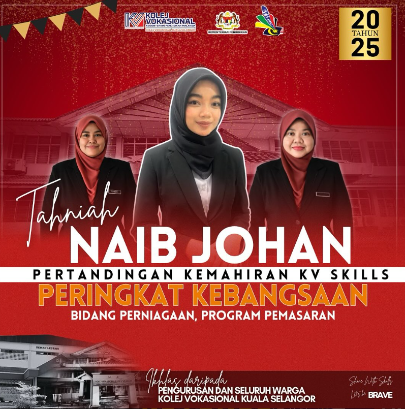 Pelajar Kolej Vokasional Kuala Selangor meraih Naib Johan dalam pertandingan kemahiran KV Skill 2025, menonjolkan kecekapan dan kreativiti dalam bidang teknikal dan vokasional.